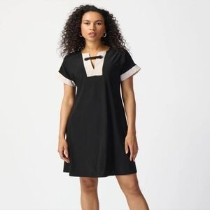 Joseph Ribkoff Black Tan Tunic Shift Dress Size 6